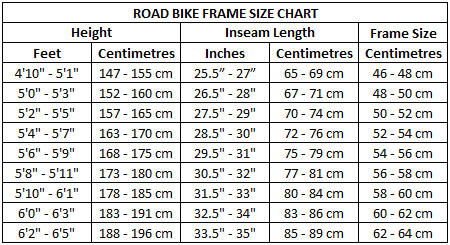 Bike Size Chart Calculator